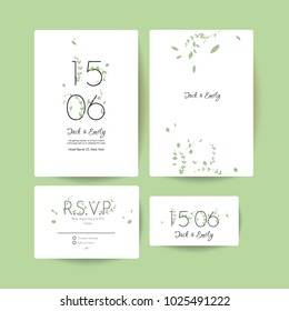Modern Wedding Collection. Spring leaves ornament concept. Wedding invite flyer. Wedding invite poster. 