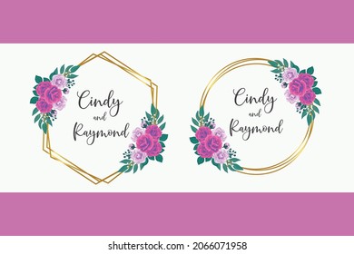 Conjunto de marcos de invitación de la boda moderna, acuarela floral dibujada a mano Hermoso diseño Flor Plantilla de tarjeta de invitación