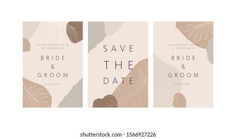 Modern wedding invitation with Fresh Flora & Abstract Shapes is a collection of hand drawn. Can be beautiful compositions, patterns, instagram highlight covers, and products