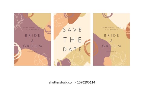Modern wedding invitation with Fresh Flora & Abstract Shapes is a collection of hand drawn. Can be beautiful compositions, patterns, instagram highlight covers, and products