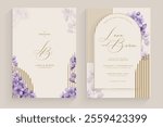 Modern Wedding Invitation with Lilac Flower Watercolor