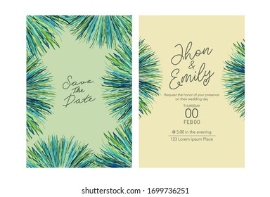 modern wedding invitations, abstract green lines