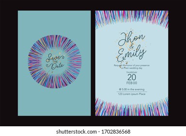 modern wedding invitations, abstract green lines