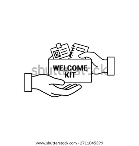 Modern welcome kit stroke icon vector for new joiner interns, onboarding materials, corporate branding, HR resources and clean digital UI elements