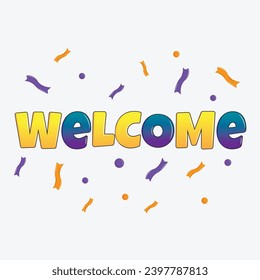  Modern welcome lettering design, vector