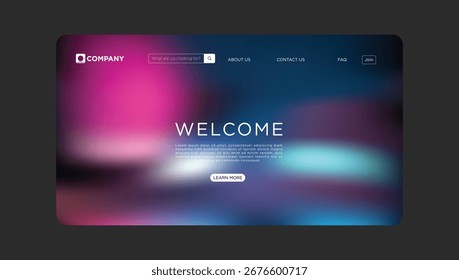 Moderne Startseitenvorlage für Website- oder Anwendungsdesign mit lebendigem Farbverlauf-Hintergrund