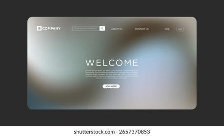 Modern welcome screen design for website or app, clean interface with easy navigation, simple and elegant