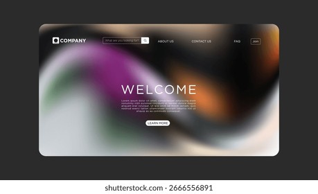 Tela de boas-vindas moderna com fundo gradiente vibrante para projetos de design de site profissional