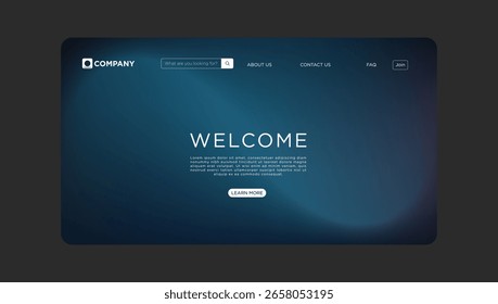 Modern welcome screen for website or app with clean professional design and intuitive user interface