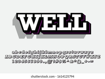 Modern Well Text Style Effect With Alphabet design
