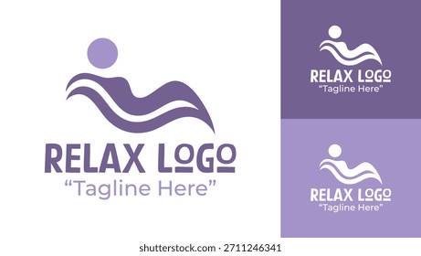 Um logotipo de bem-estar moderno com um tema de relaxamento calmo e calmante, adequado para spas, centros de terapia e marcas de bem-estar.