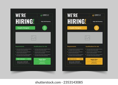 Modern We're Hiring Flyer Template, Job Vacancy Flyer Template, Job offer poster template, a4 size