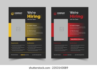 Modern We're Hiring Flyer Template, Job Vacancy Flyer Template, Job offer poster template, a4 size