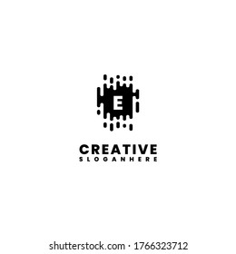 modernes, nassflüssiges, kreatives E-Logo-Design.