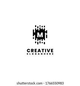 concepto moderno de diseño de logotipo M creativo de líquido húmedo negro.