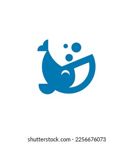 modern whale illustration vector logo
