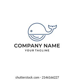 Modern Whale Line Art Logo Design