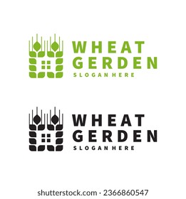 Modern Wheat and Garden Logo Vector Design Template Isolated Simple