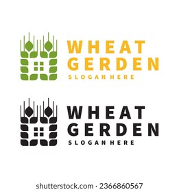 Modern Wheat and Garden Logo Vector Design Template Isolated Simple