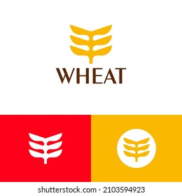 Modern wheat grain logo design concept. Agriculture farm logomark illustration. Can representing rural, plant, vegan, food, harvest, health, bread, cereal.