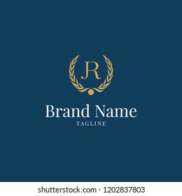 modern wheat JR elegance luxury logo blue and gold color