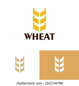 Modern wheat leaf logo design concept. Agriculture grain farm logomark illustration. Can representing plant, vegan, food, harvest, health, bread, cereal.
