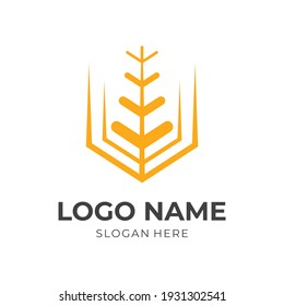 modern wheat logo template flat yellow color style