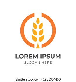 modern wheat logo template flat yellow color style