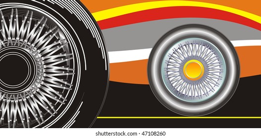 Modern wheel on a abstract background, vector editable illustration		 		 		 		 		 		 		 		