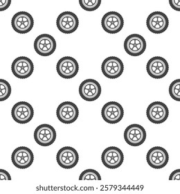 Modern wheel vector seamless pattern. Auto tire with rim vector concept background