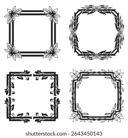 Modern and Whimsical Vintage Decorative Floral Border Vector Set Packs
