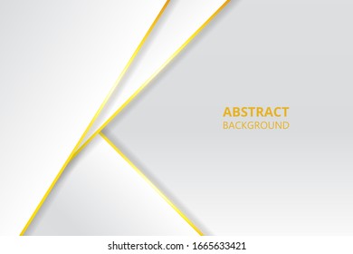 Modern white abstract background design with golden luminous lines. Geometric elements on a white gradient. Luxury futuristic backdrop.