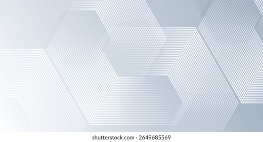 Modern white abstract background with dynamic wavy hexagon texture art modern
