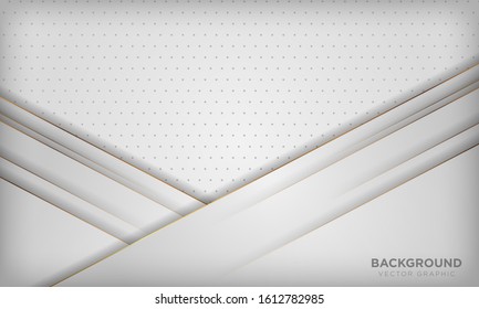 Modern white abstract background with golden line decoration. Vector illustration.