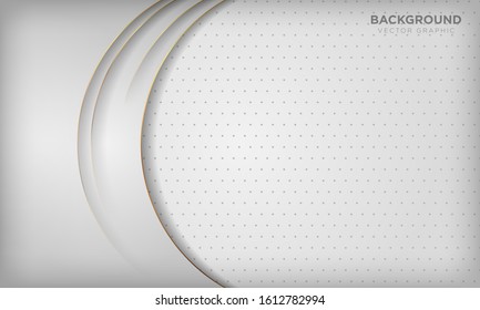 Modern white abstract background with golden line decoration. Vector illustration.