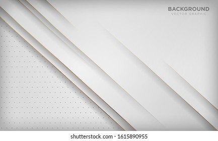 Modern white abstract background with golden line decoration. Vector illustration.