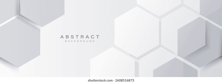 Modern white abstract background with hexagon patterns and soft shadows