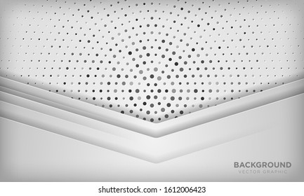 Modern white abstract background with overlap layer on circle halftone texture. Vector illustration.