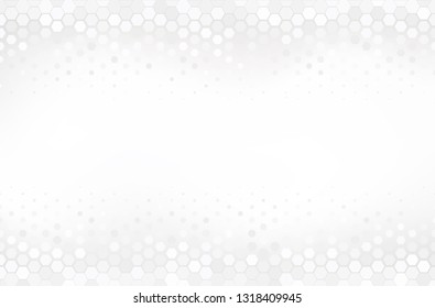 Modern white abstract hexagon halftone background, Geometric clean backdrop with copy space, Vector