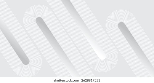Modern white abstract horizontal banner background with glowing geometric lines.Suitable for covers, brochures, presentations, flyers. vector