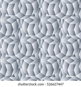 Modern white abstract seamless pattern. Geometric 3d background. Mosaic surface ornate  3d wallpaper. Elegant vector endless ornamental decorative light 3d geometric  texture. Fabric pattern ornaments