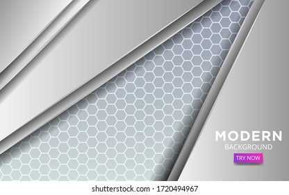 banner moderno de fondo de vector abstracto blanco con línea en textura hexagonal.