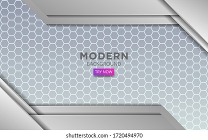 modern white abstract vector background banner with line in hexagon texture.