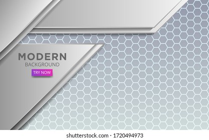 modern white abstract vector background banner with line in hexagon texture.