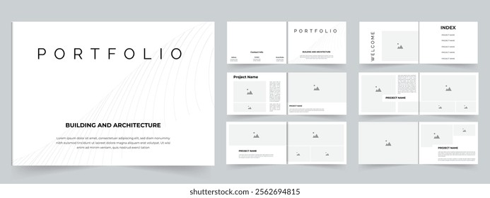 Modern white architecture and interior portfolio template design or real estate portfolio brochure