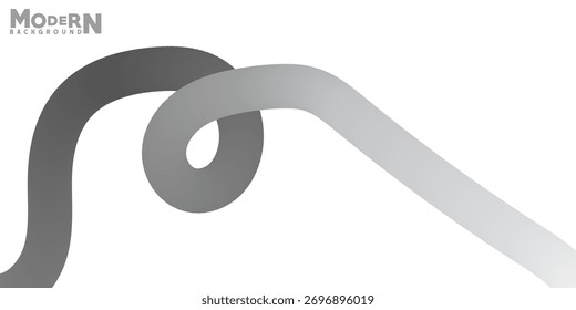 Modern White Background with Abstract Gray Ribbon Flowing Design