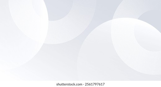 Modern white background with white circle lines. Digital future technology art