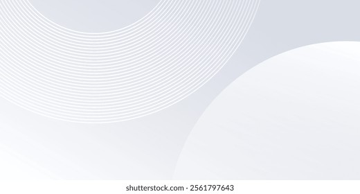 Modern white background with white circle lines. Digital future technology art abstract modern