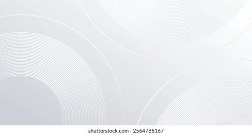 Modern white background with white circle lines digital future art