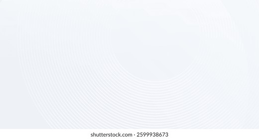 Modern white background with white circle lines. Digital future technology concept abstract simple